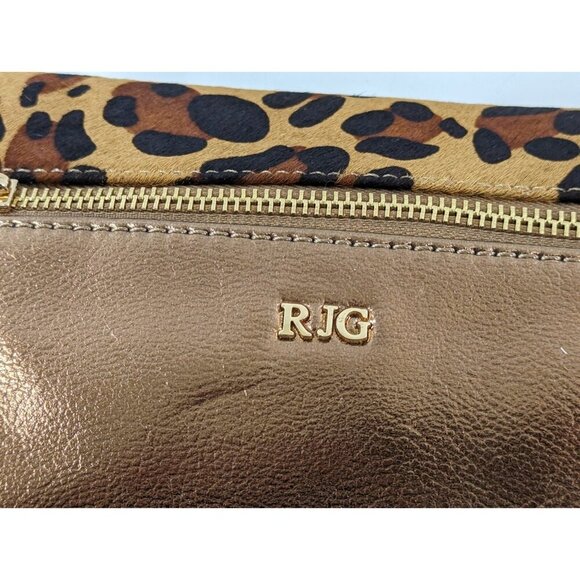 RJ Graziano Crossbody Handbag Purse Bronze Leopard Leather Bag Tassel - Picture 5 of 14